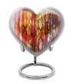 heart-shaped stained glass urn for adult male ashes.