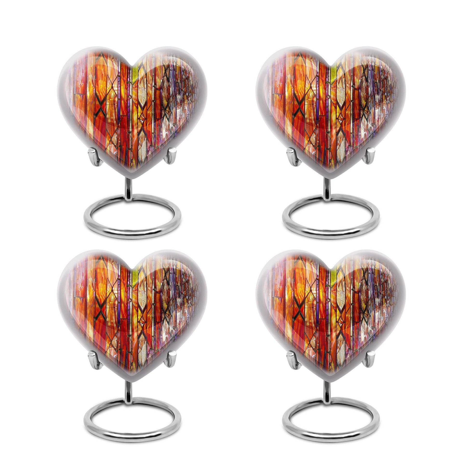heart-shaped stained glass urn for adult male ashes.