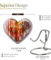 heart-shaped stained glass urn for adult male ashes.
