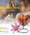 heart-shaped stained glass urn for adult male ashes.