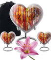 heart-shaped stained glass urn for adult male ashes.
