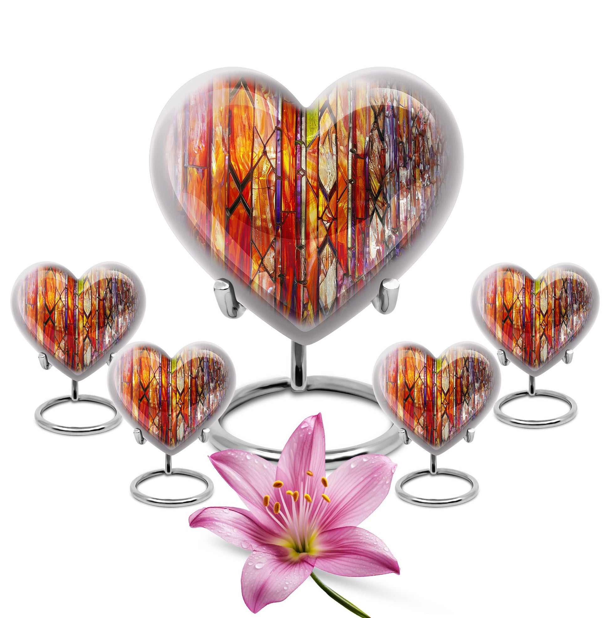 stained glass Heart Urn for humans.