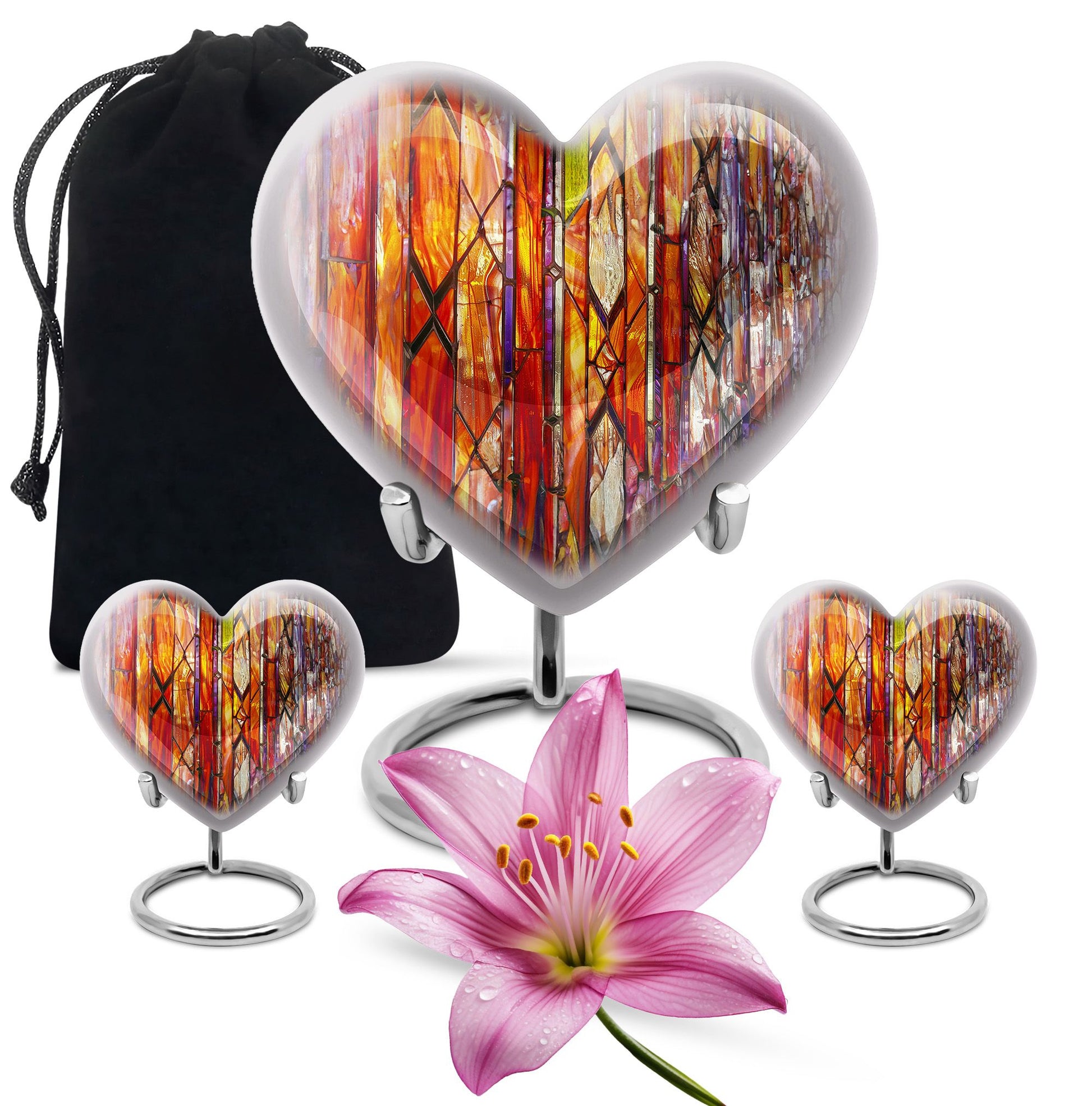 stained glass Heart Urn for humans.