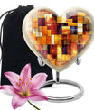 Stained Glass Heart Urn, Memorial Urn for Human Ashes.