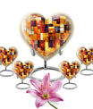 Stained Glass Heart Urn, Memorial Urn for Human Ashes.