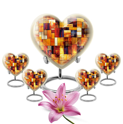 Stained Glass Heart Urn, Memorial Urn for Human Ashes.