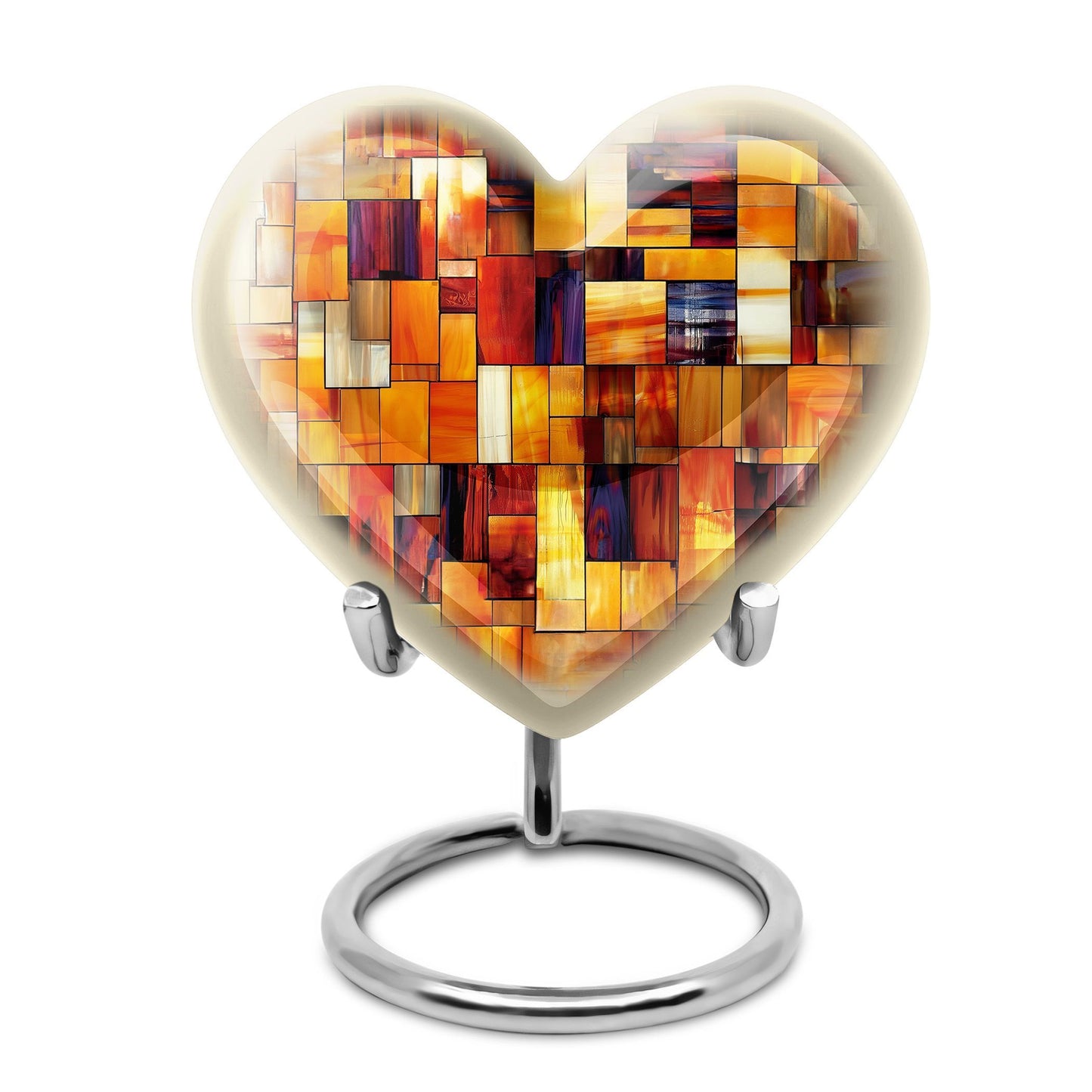 Stained Glass Heart Urn, Memorial Urn for Human Ashes.