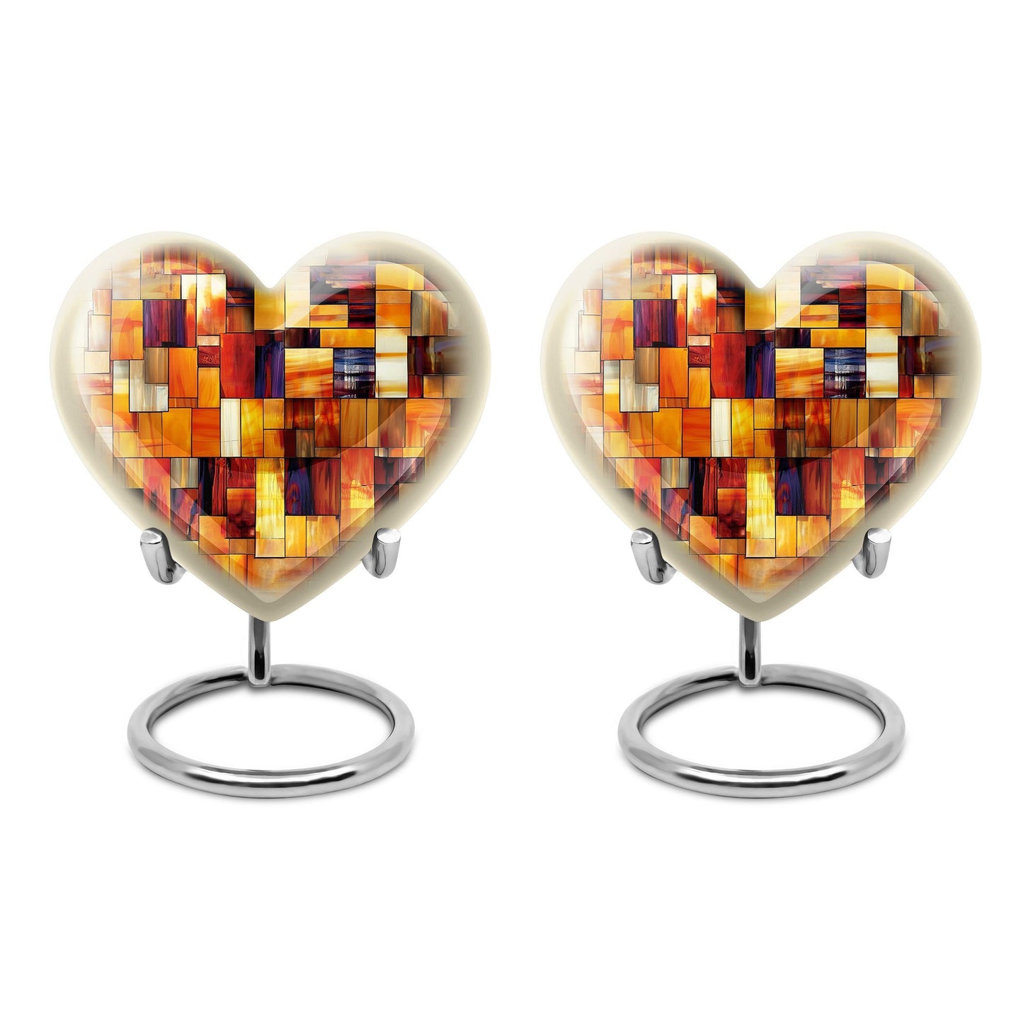Stained Glass Heart Urn, Memorial Urn for Human Ashes.