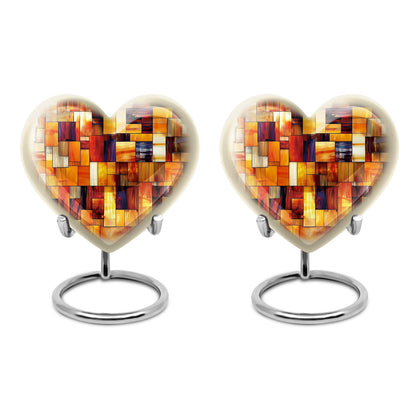 Stained Glass Heart Urn, Memorial Urn for Human Ashes.