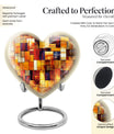 Stained Glass Heart Urn, Memorial Urn for Human Ashes.