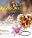 Stained Glass Heart Urn, Memorial Urn for Human Ashes.