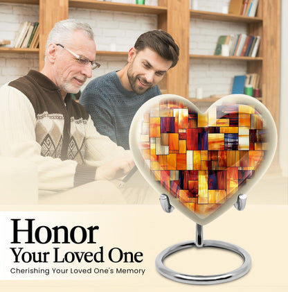 Stained Glass Heart Urn, Memorial Urn for Human Ashes.
