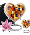 Stained Glass Heart Urn, Memorial Urn for Human Ashes.