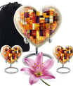 Stained Glass Heart Urn, Memorial Urn for Human Ashes.