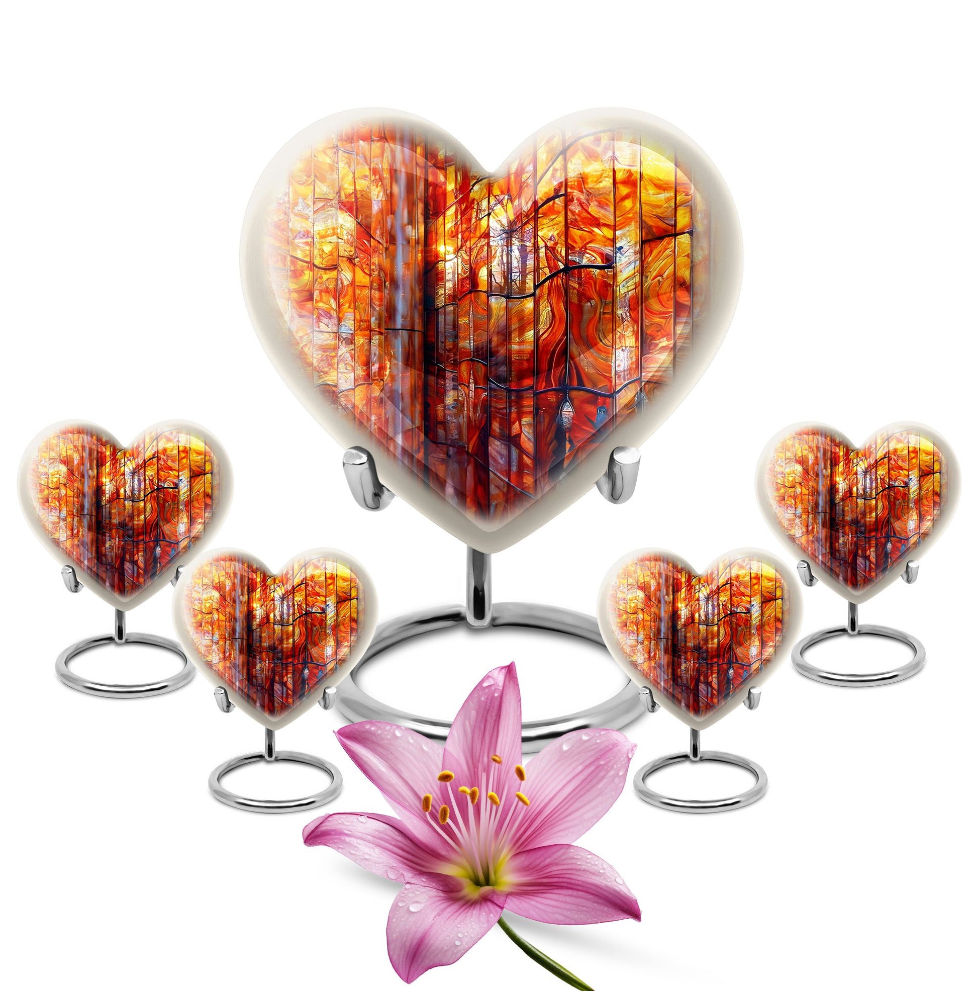 heart-shaped stained glass Urn