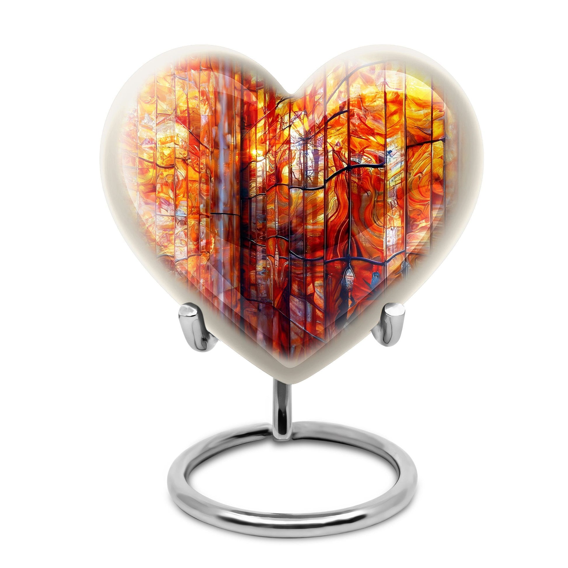 heart-shaped stained glass Urn
