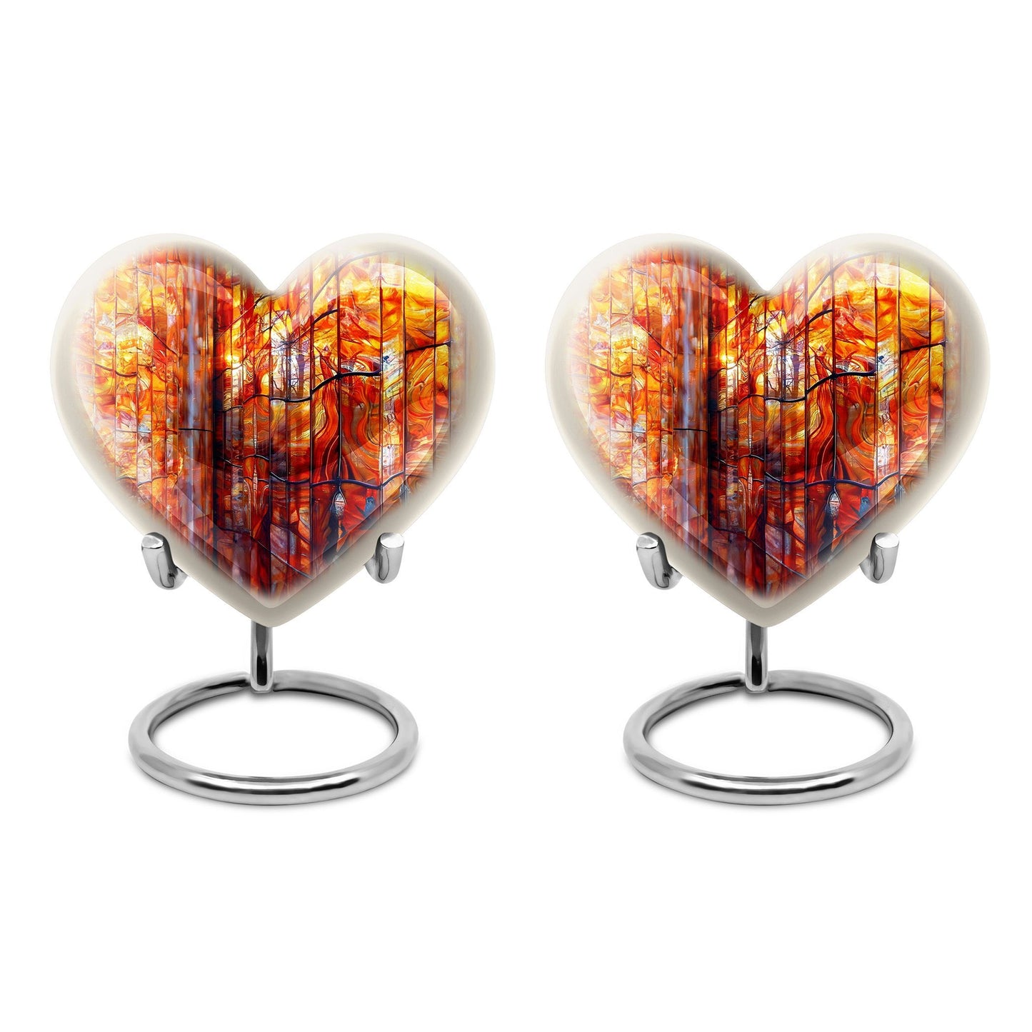 heart-shaped stained glass Urn