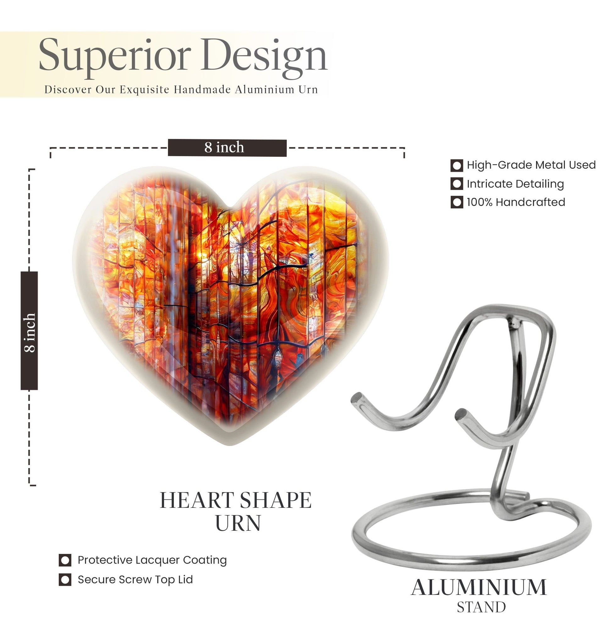heart-shaped stained glass Urn
