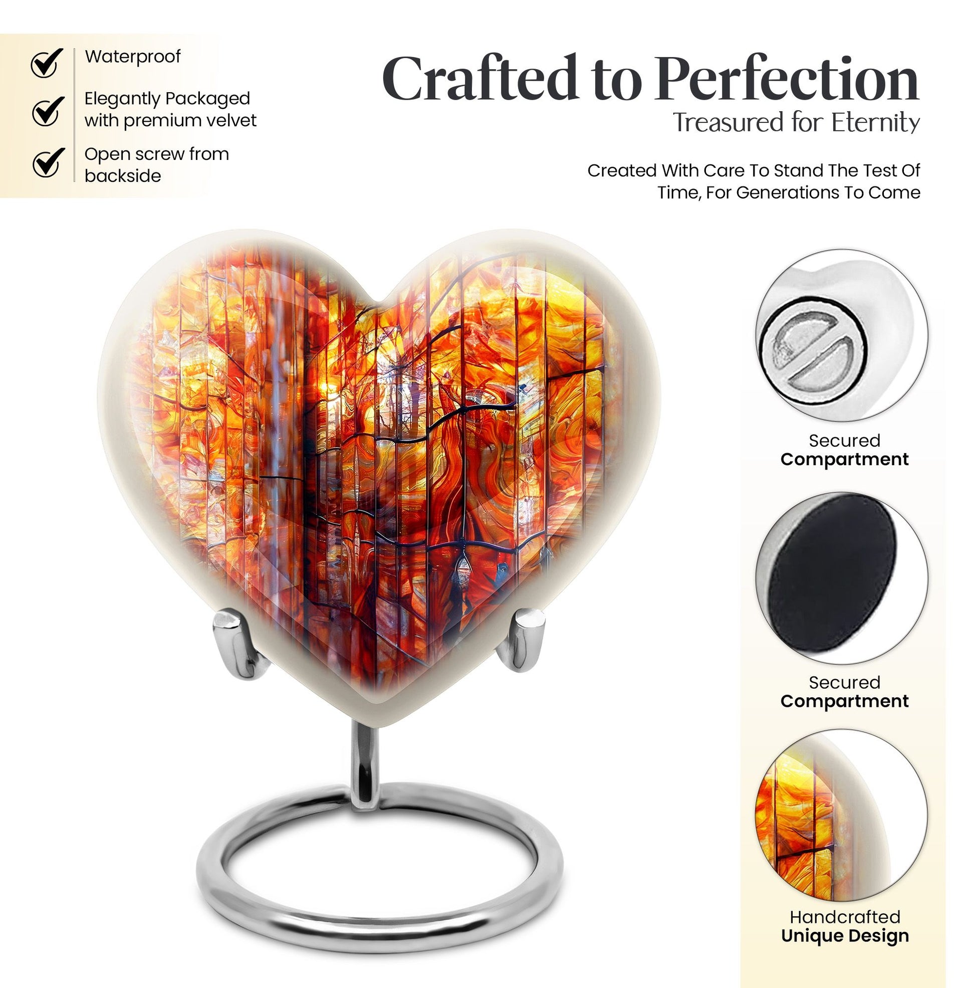 heart-shaped stained glass Urn