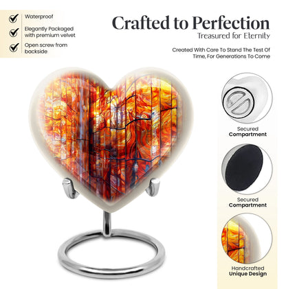 heart-shaped stained glass Urn