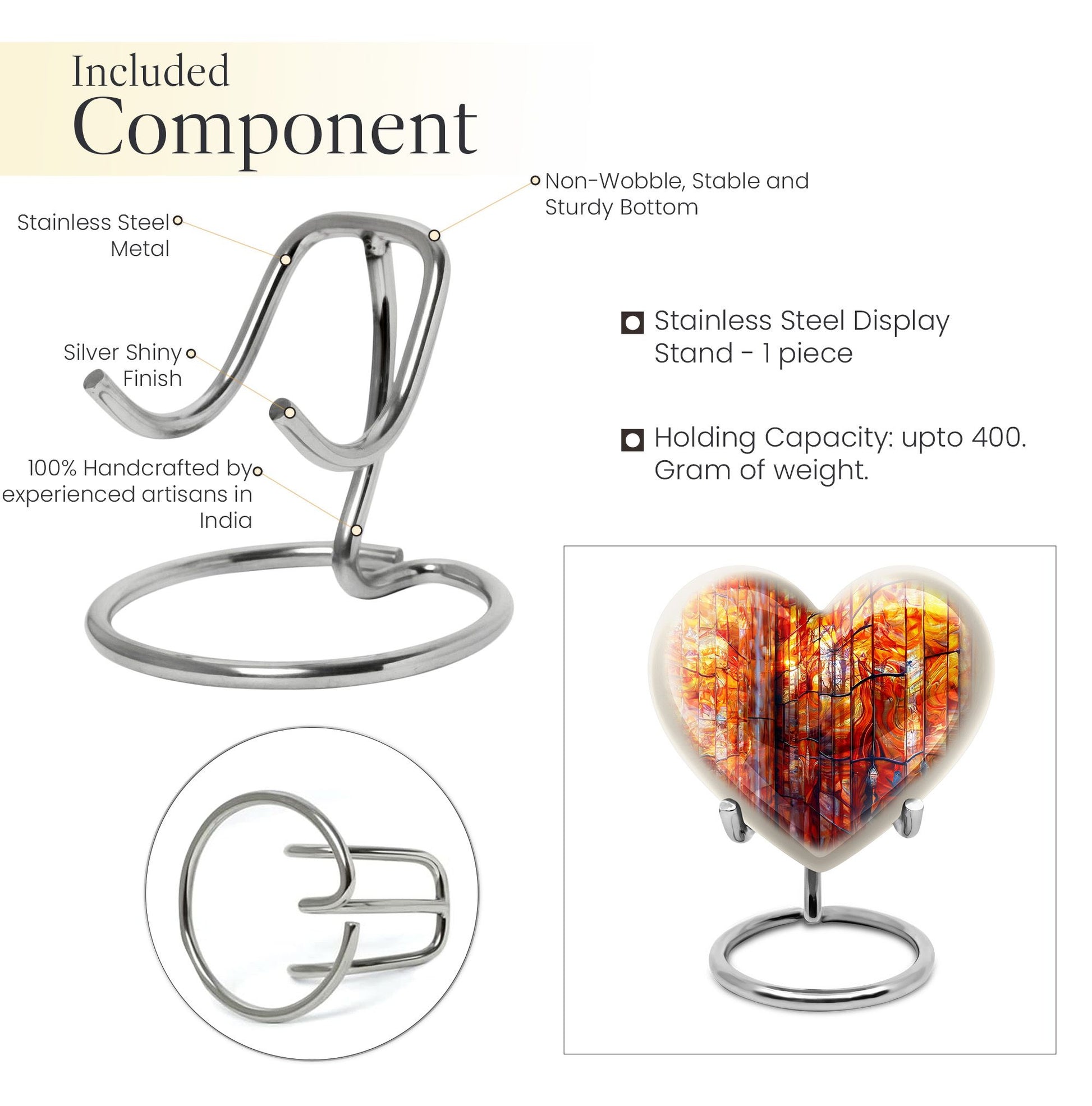 heart-shaped stained glass Urn