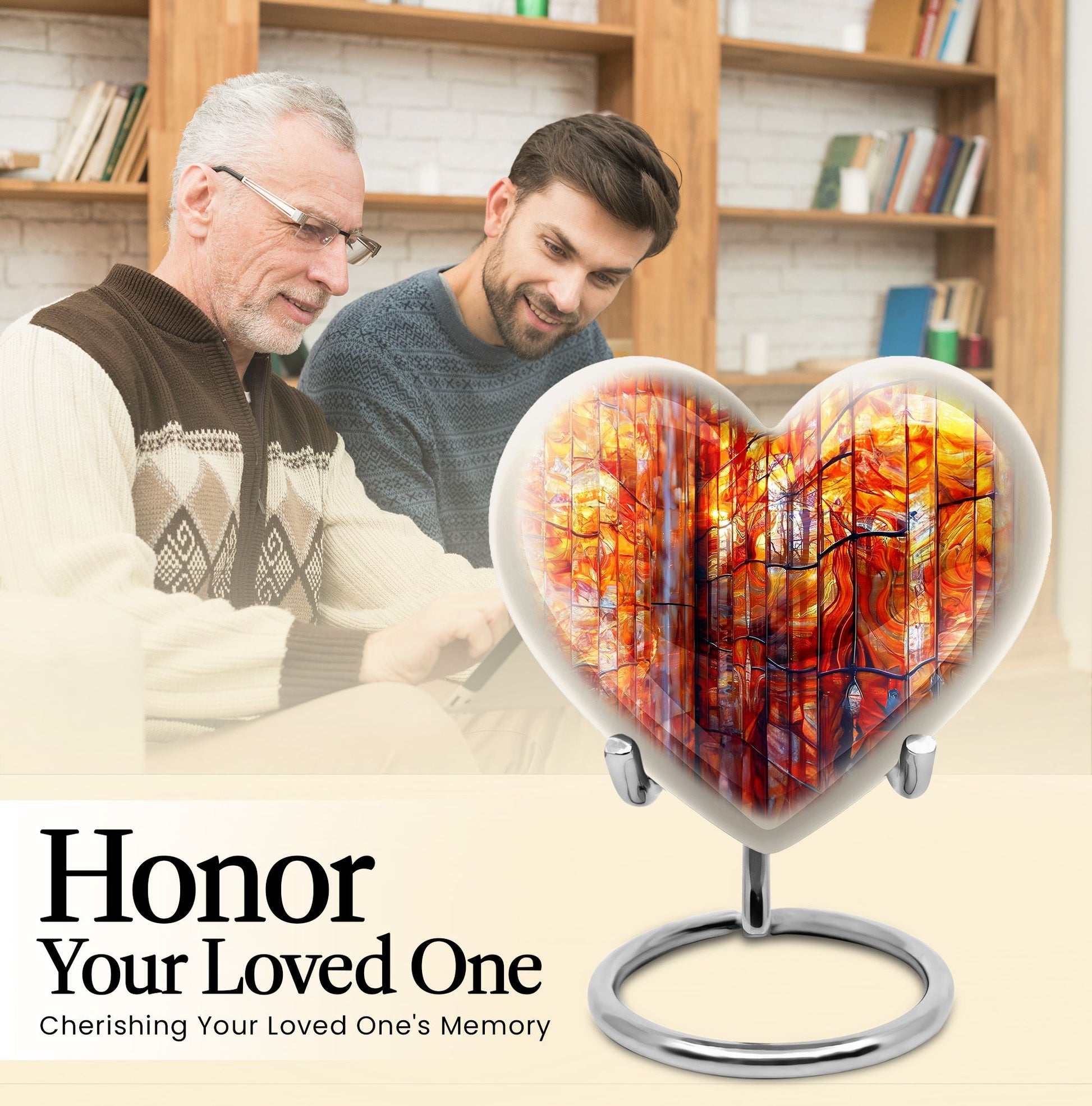 heart-shaped stained glass Urn