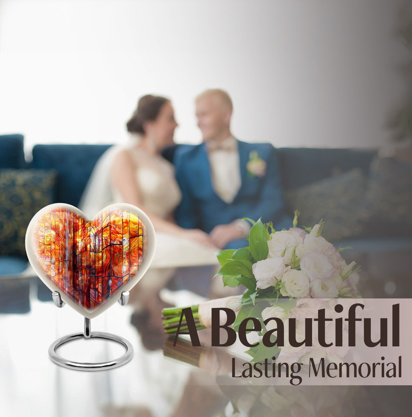 heart-shaped stained glass Urn