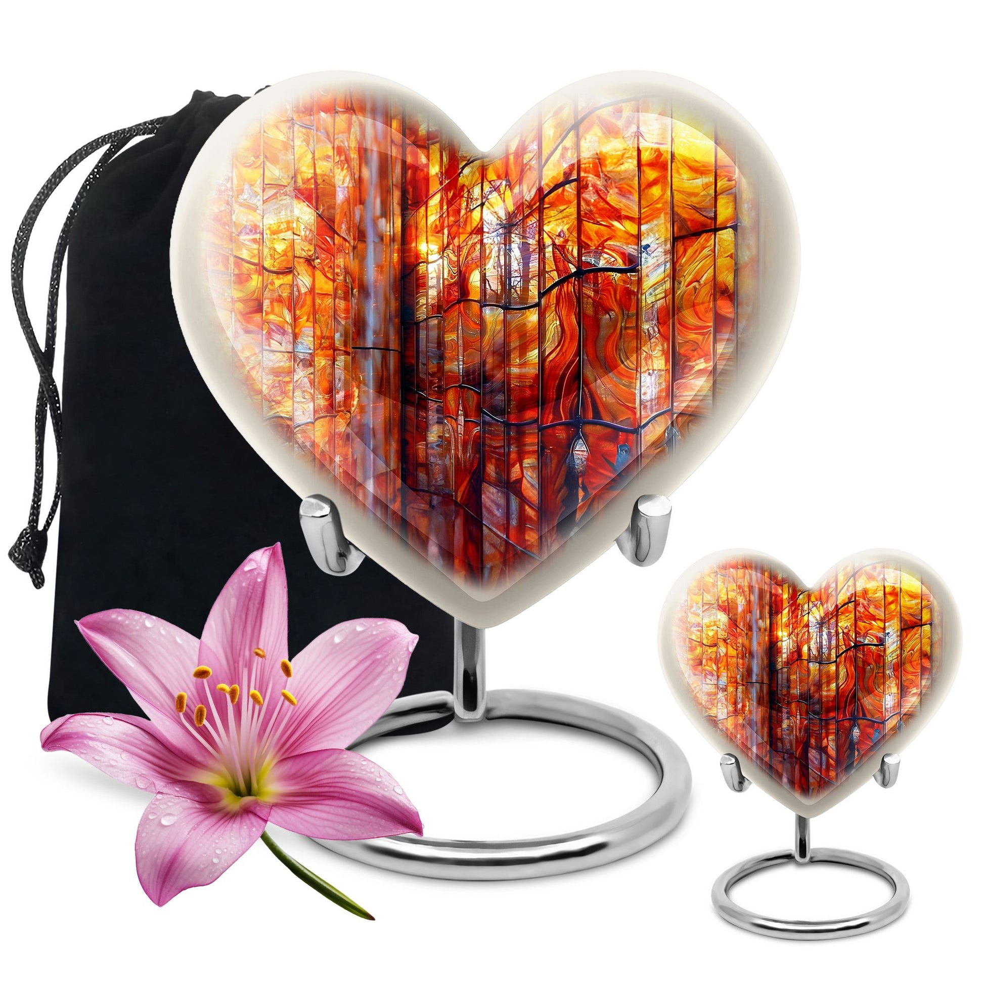 heart-shaped stained glass Urn