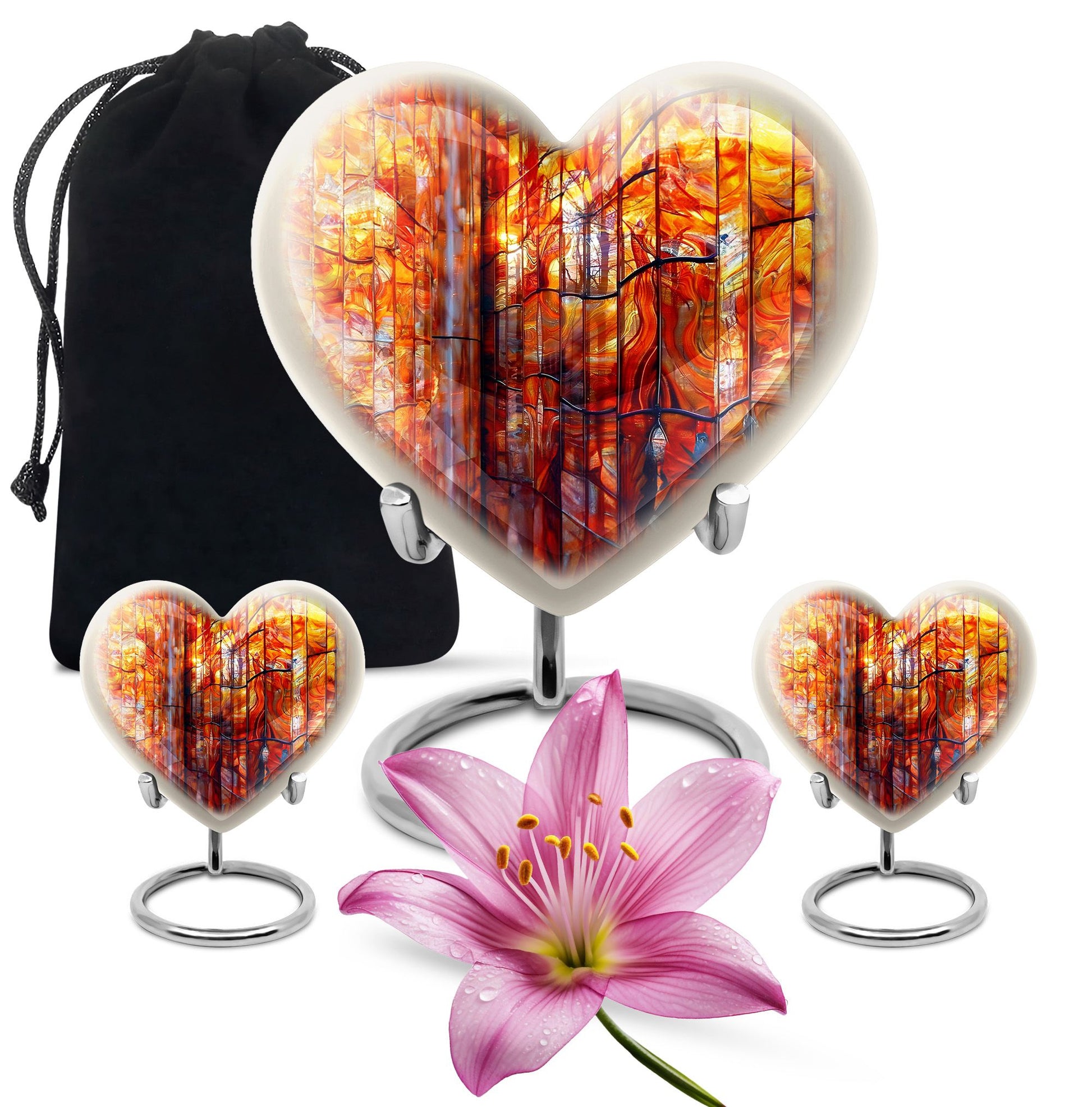 heart-shaped stained glass Urn