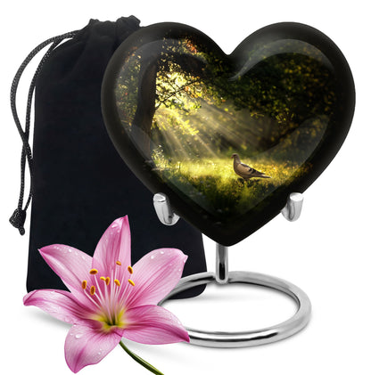 Dove Urn, heart-shaped for human ashes.