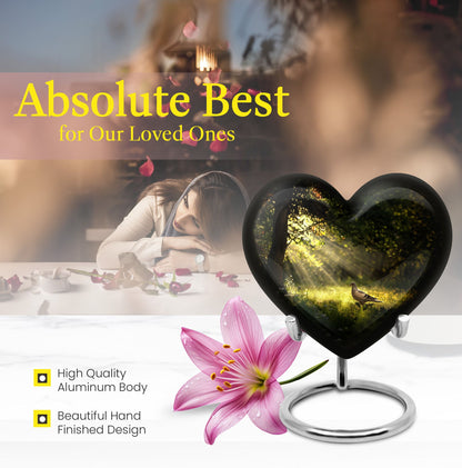 Dove Urn, heart-shaped for human ashes.