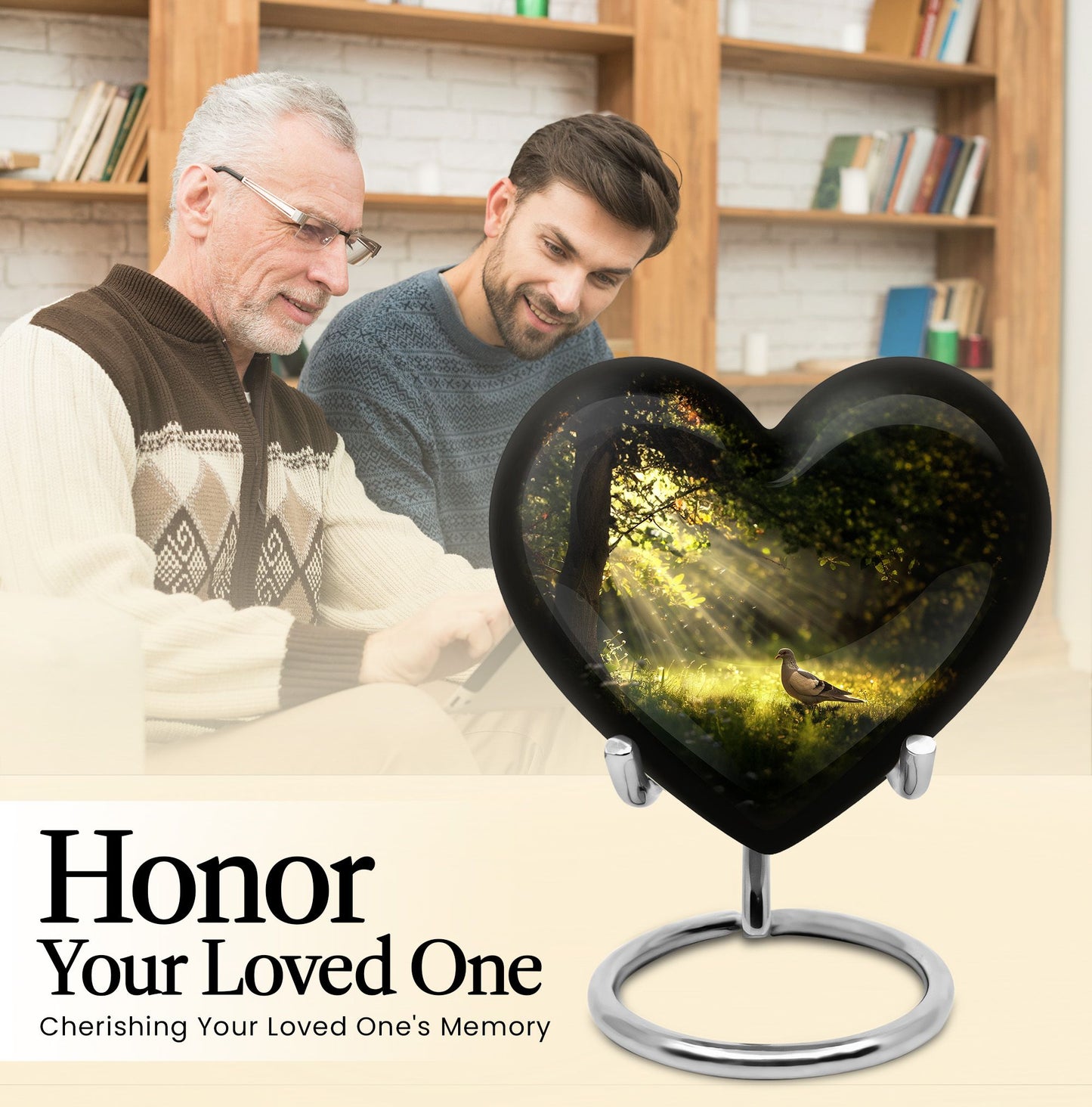 Dove Urn, heart-shaped for human ashes.