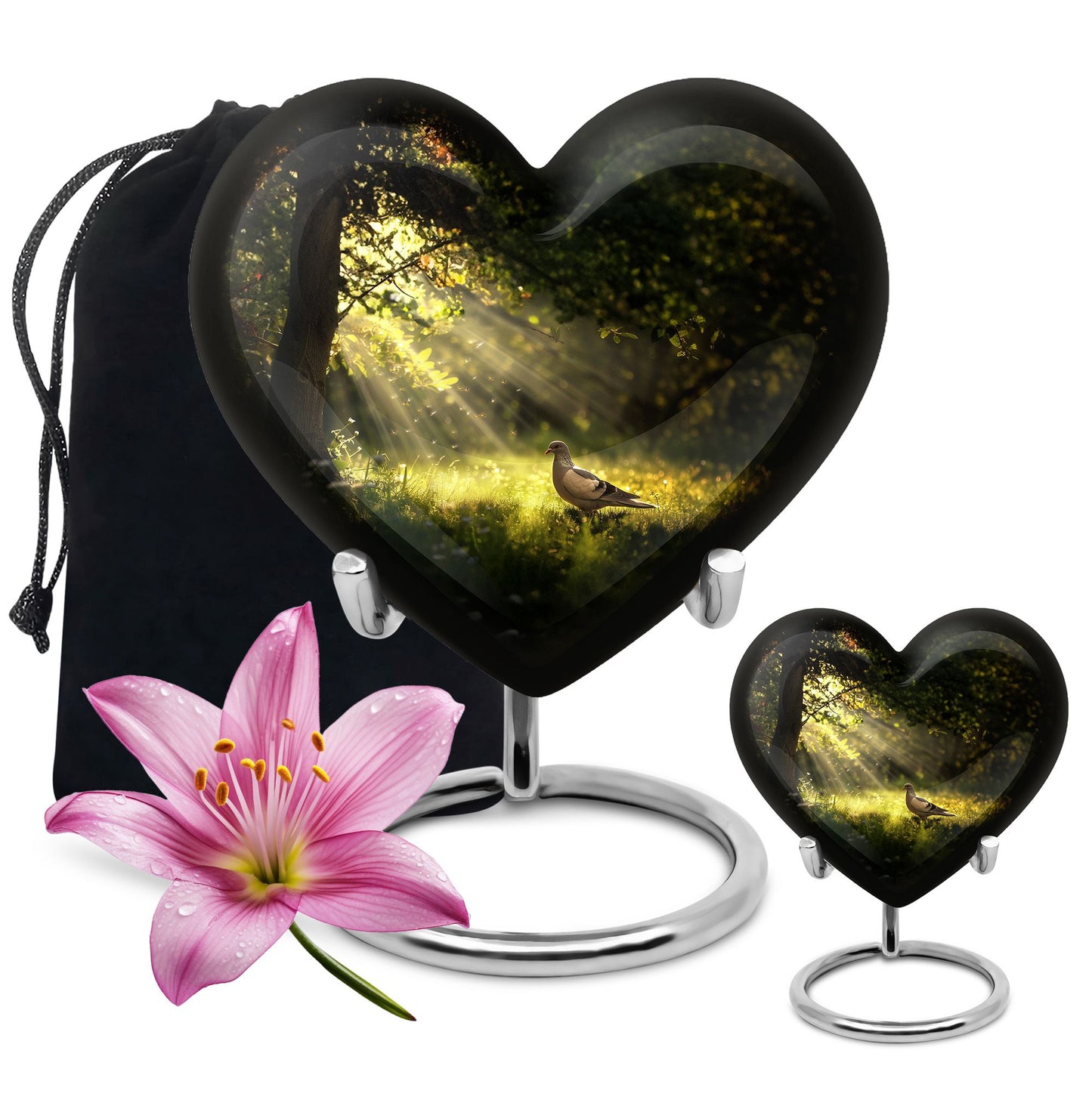 Dove Urn, heart-shaped for human ashes.