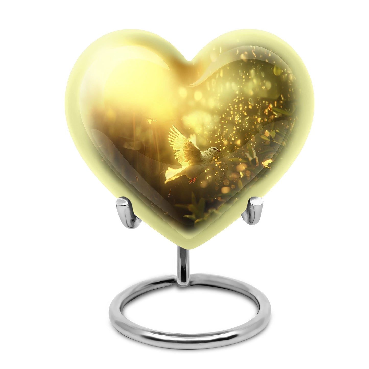 Dove Urn, heart-shaped large urn for adult ashes