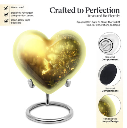 Dove Urn, heart-shaped large urn for adult ashes