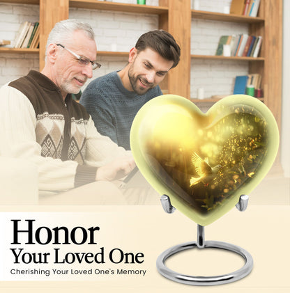 Dove Urn, heart-shaped large urn for adult ashes