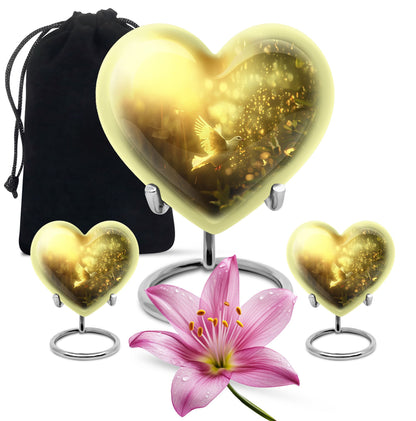 Dove Urn, heart-shaped large urn for adult ashes