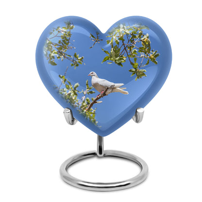 White Personalized Bird Keepsake Urn for Mom - 10-inch, 200 cu in - Yatskia