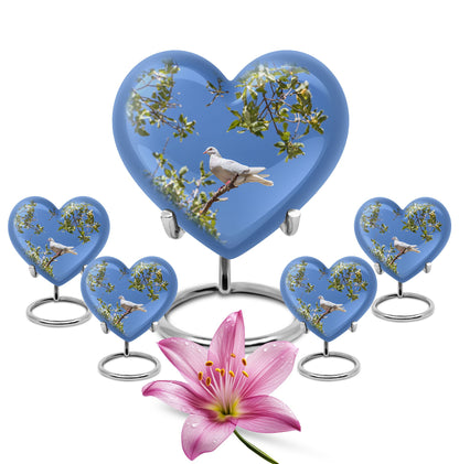 White Personalized Bird Keepsake Urn for Mom - 10-inch, 200 cu in - Yatskia