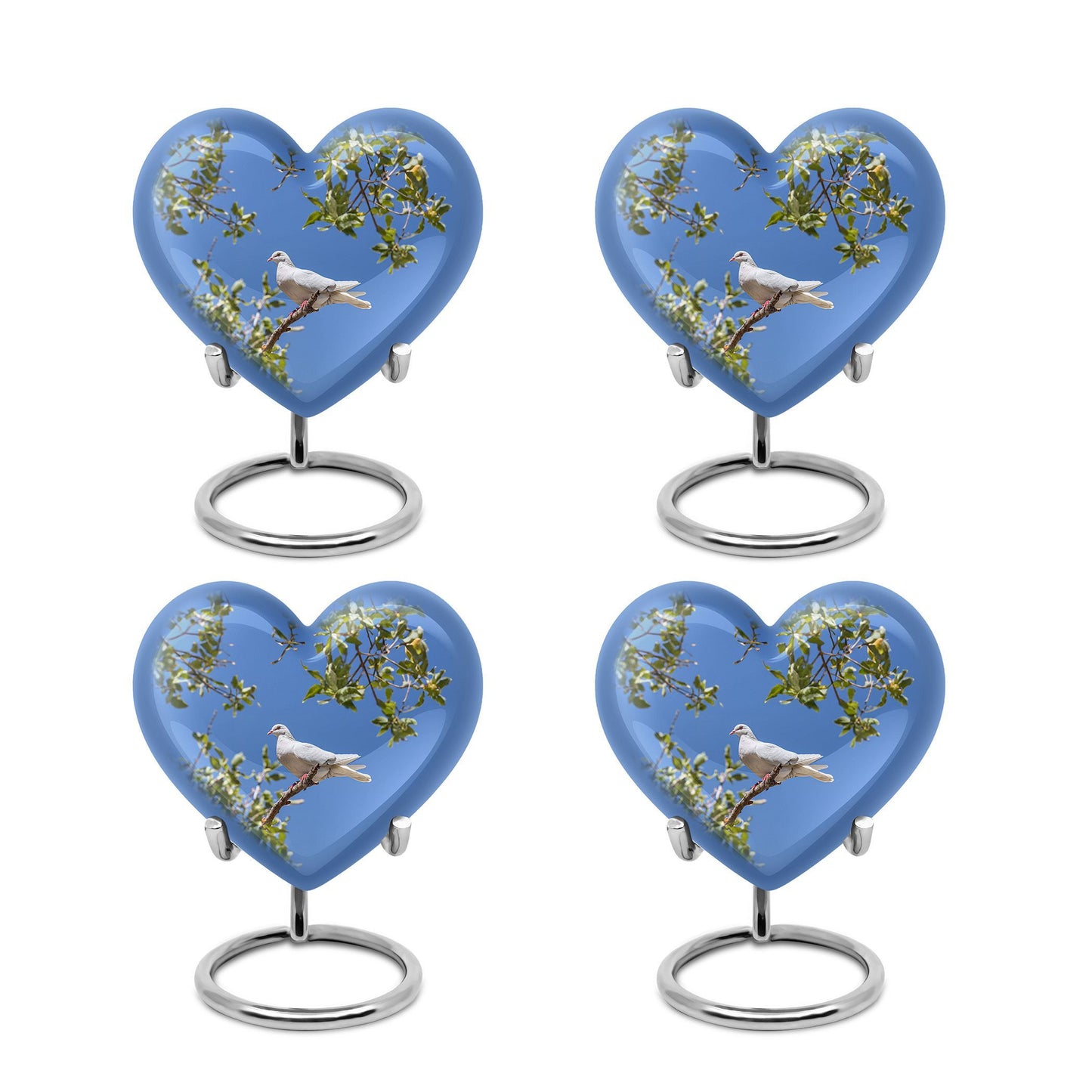 Dove-themed heart urn for adult female ashes