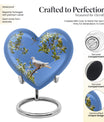 Dove-themed heart urn for adult female ashes