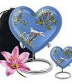 Dove-themed heart urn for adult female ashes