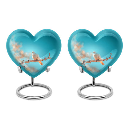 Dove-themed Heart Urn for human ashes