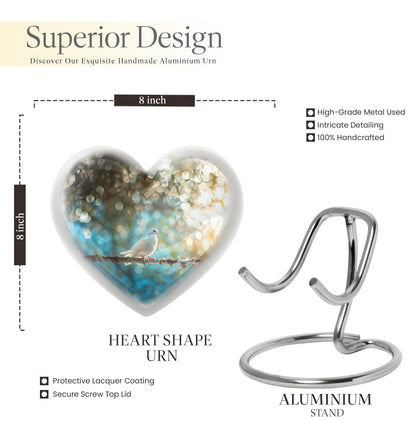 Dove Urn heart design for human ashes.