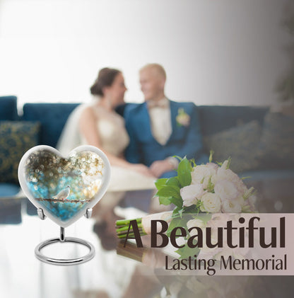 Dove Urn heart design for human ashes.