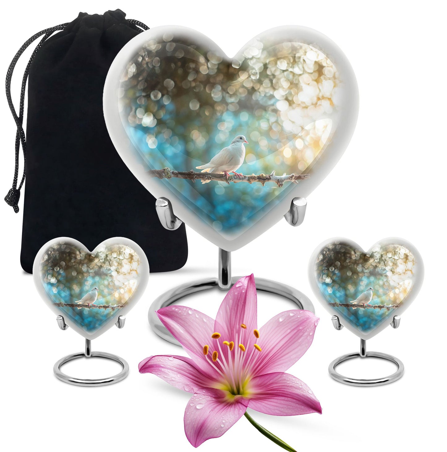 Dove Urn heart design for human ashes.