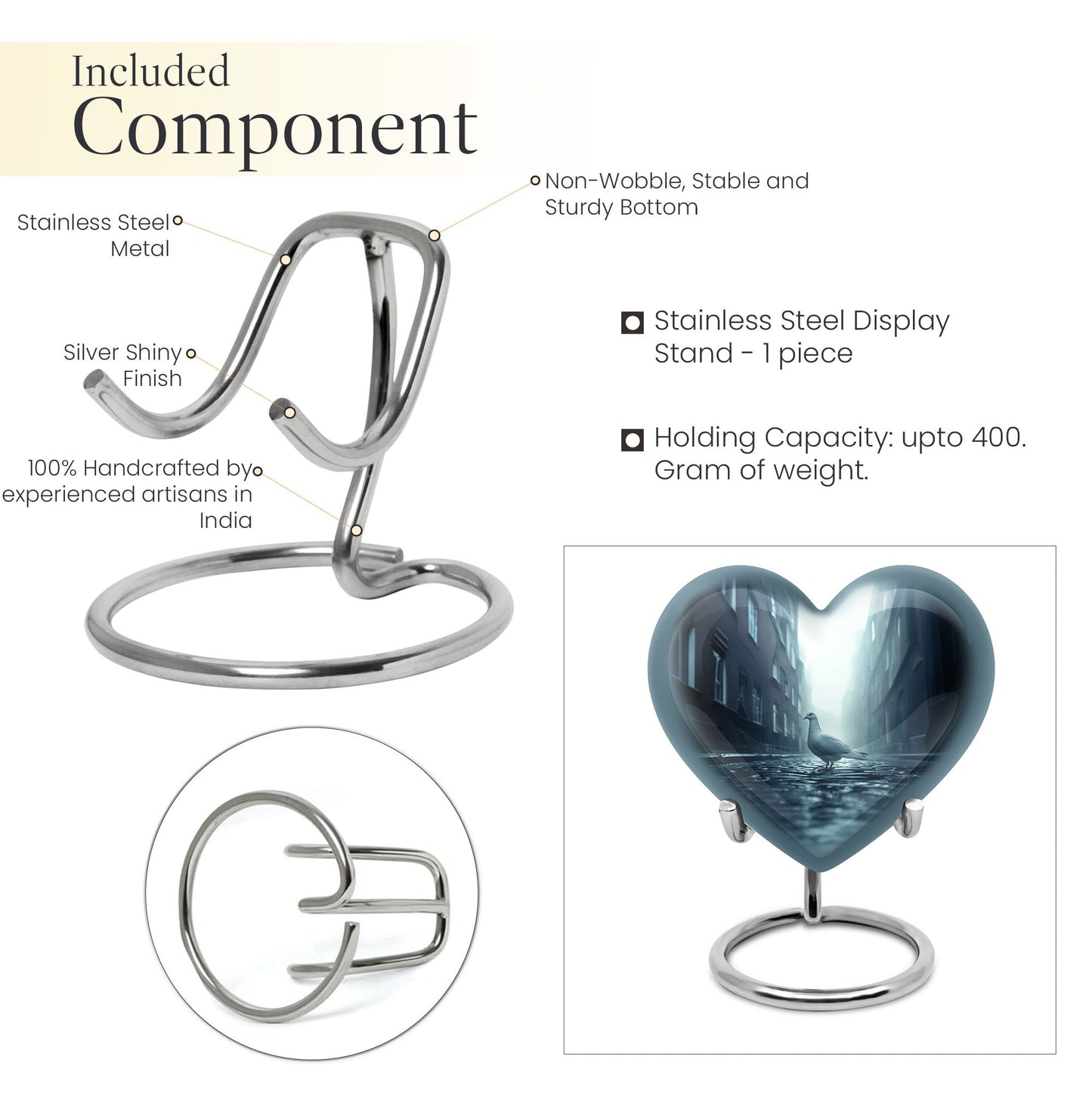 Dove-themed Heart Urn