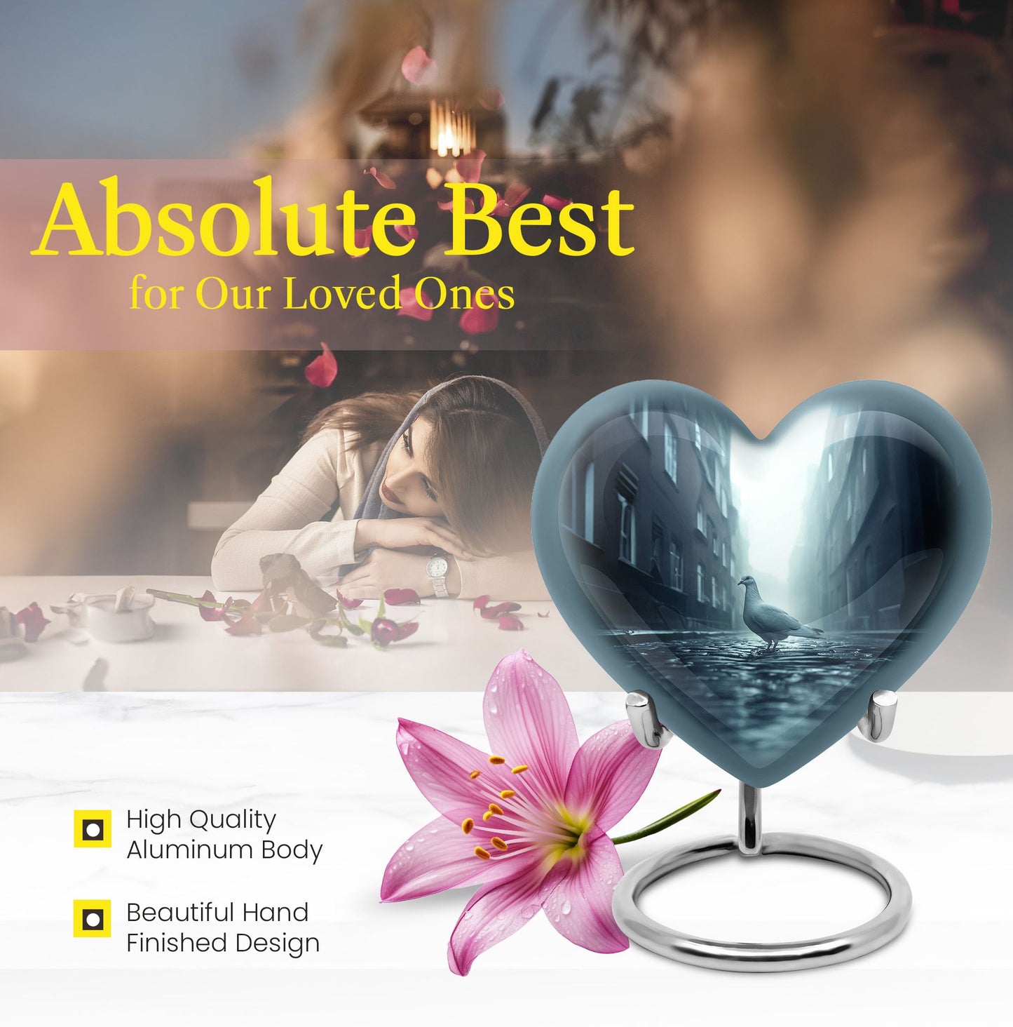 Dove-themed Heart Urn