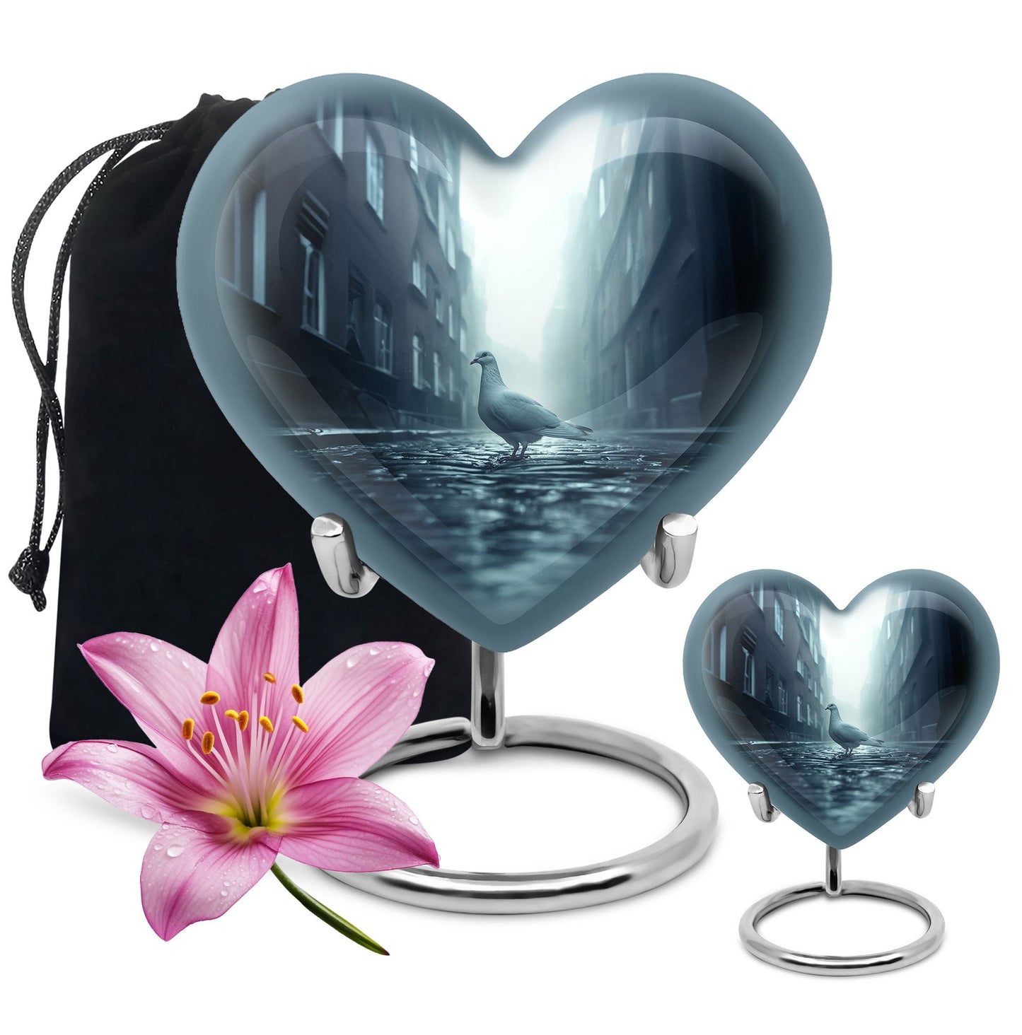 Dove-themed Heart Urn