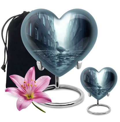 Dove-themed Heart Urn